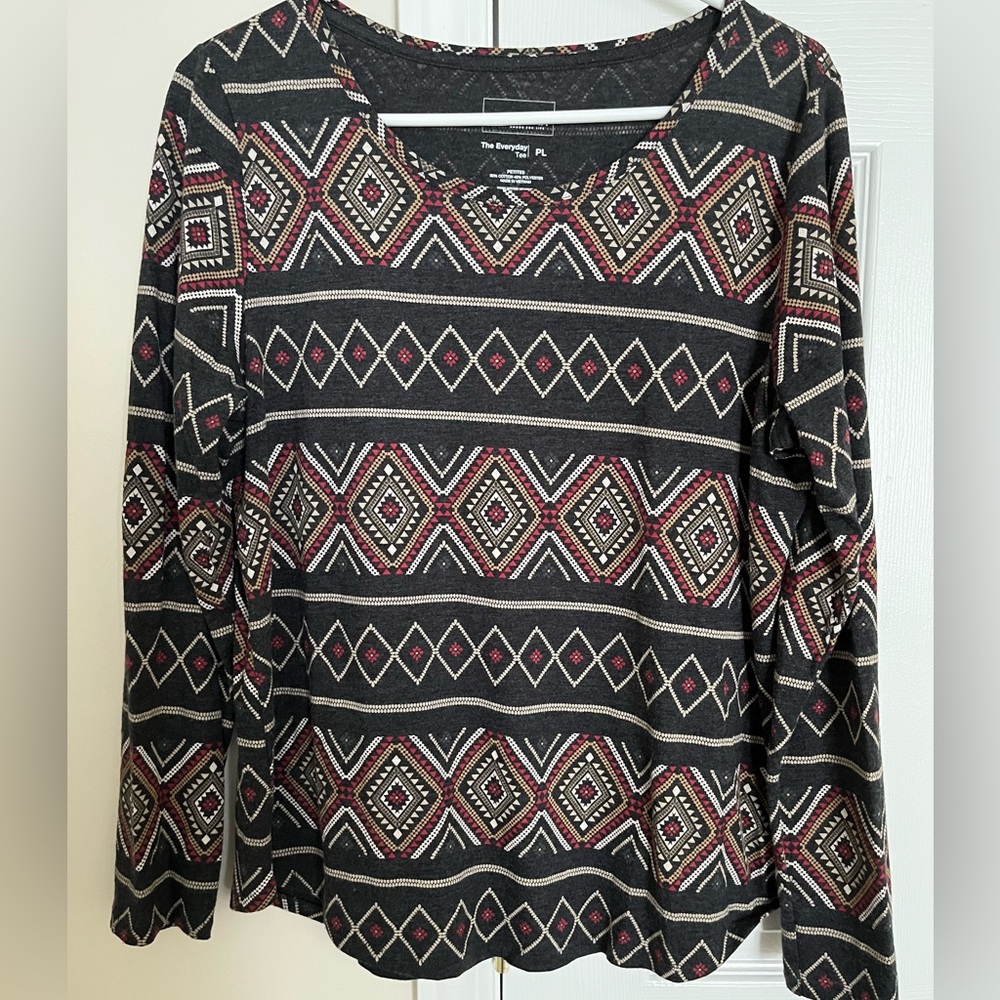 Sonoma Aztec Print Long Sleeve tee